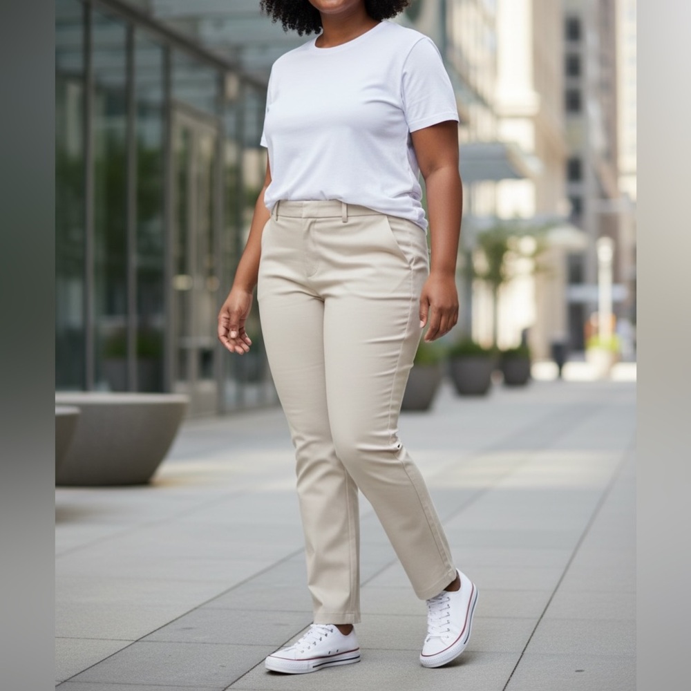 H&M Women's Straight Leg Beige Pants
